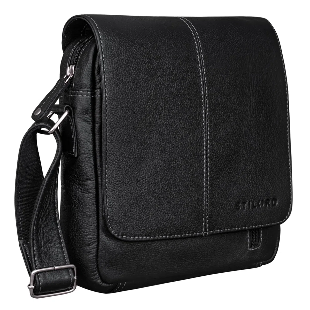 STILORD Matt Mariconera Piel Auténtico para Hombres Bolso Vintage para Hombres Bolsito Mensajero Bolsa de Hombro o Bandolera Cuero Color:taranto - marrón