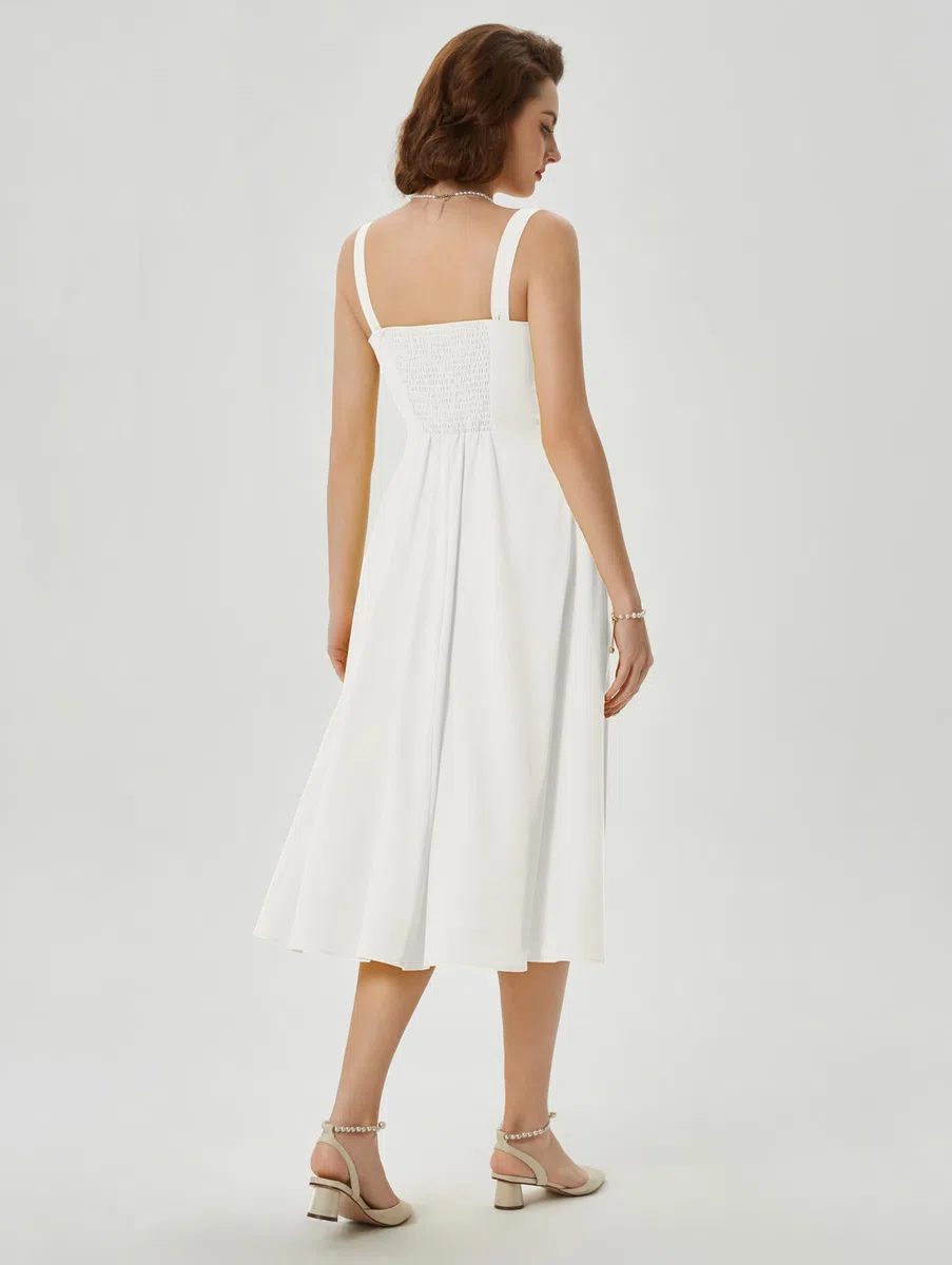 Belle Poque Vestido Vintage para Mujer, Vestido Floral Espagueti, Vestido de Verano con Aberturas, Vestido Informal con Bolsillos