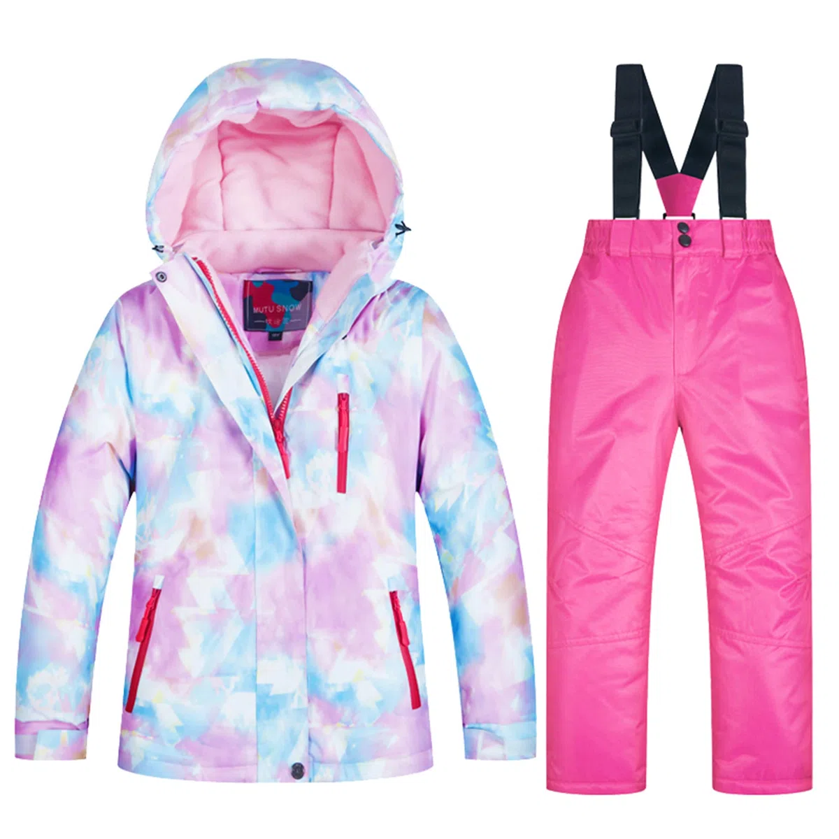 Traje de Nieve Niños Impermeable Conjunto de Esquí Niñas 2 Piezas Chaqueta con Capucha + Pantalón de Esquí para Invierno