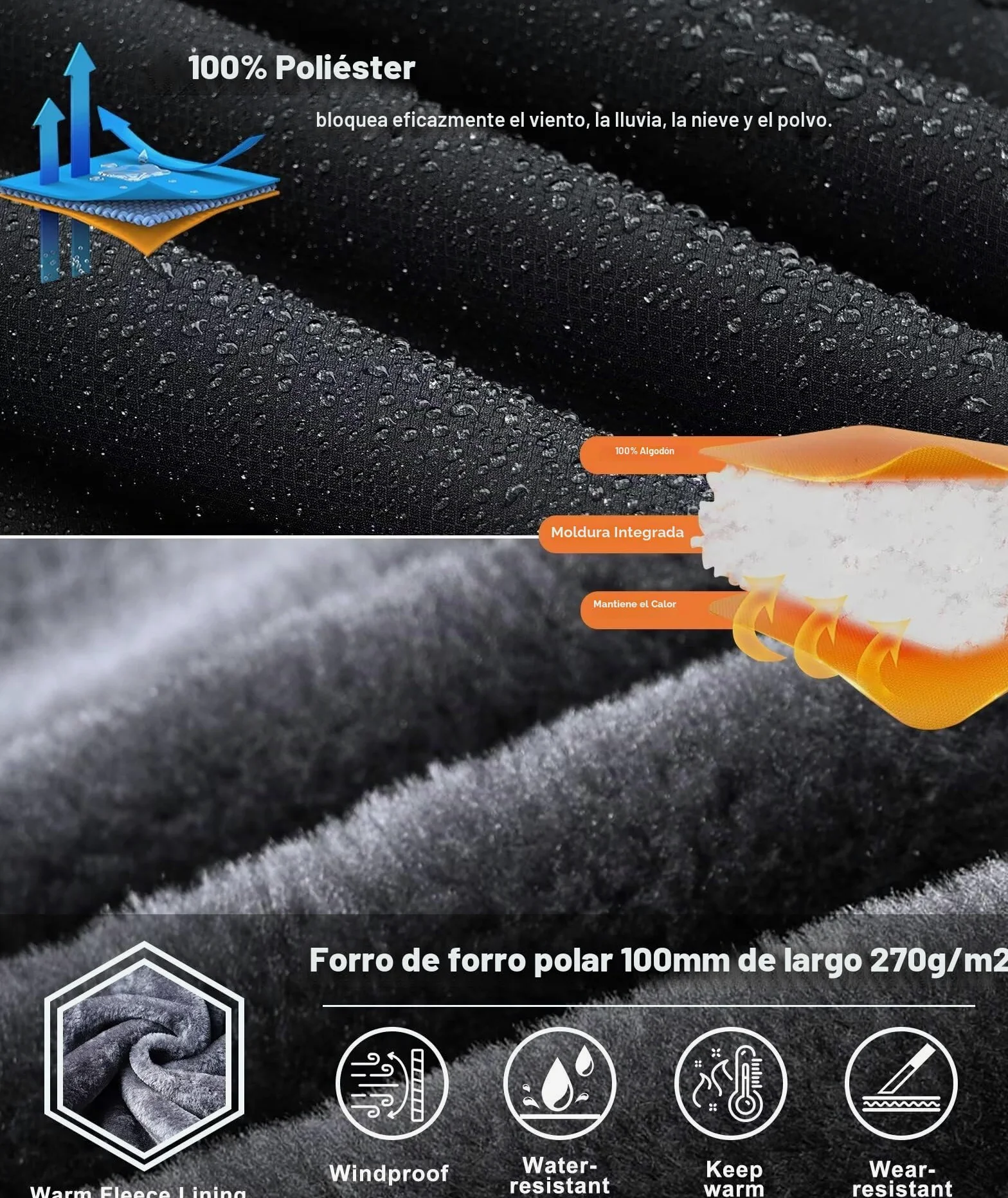Zoofly Chaqueta de esquí de montaña para hombre impermeable forro polar abrigo de nieve cálido invierno resistente al viento con capucha