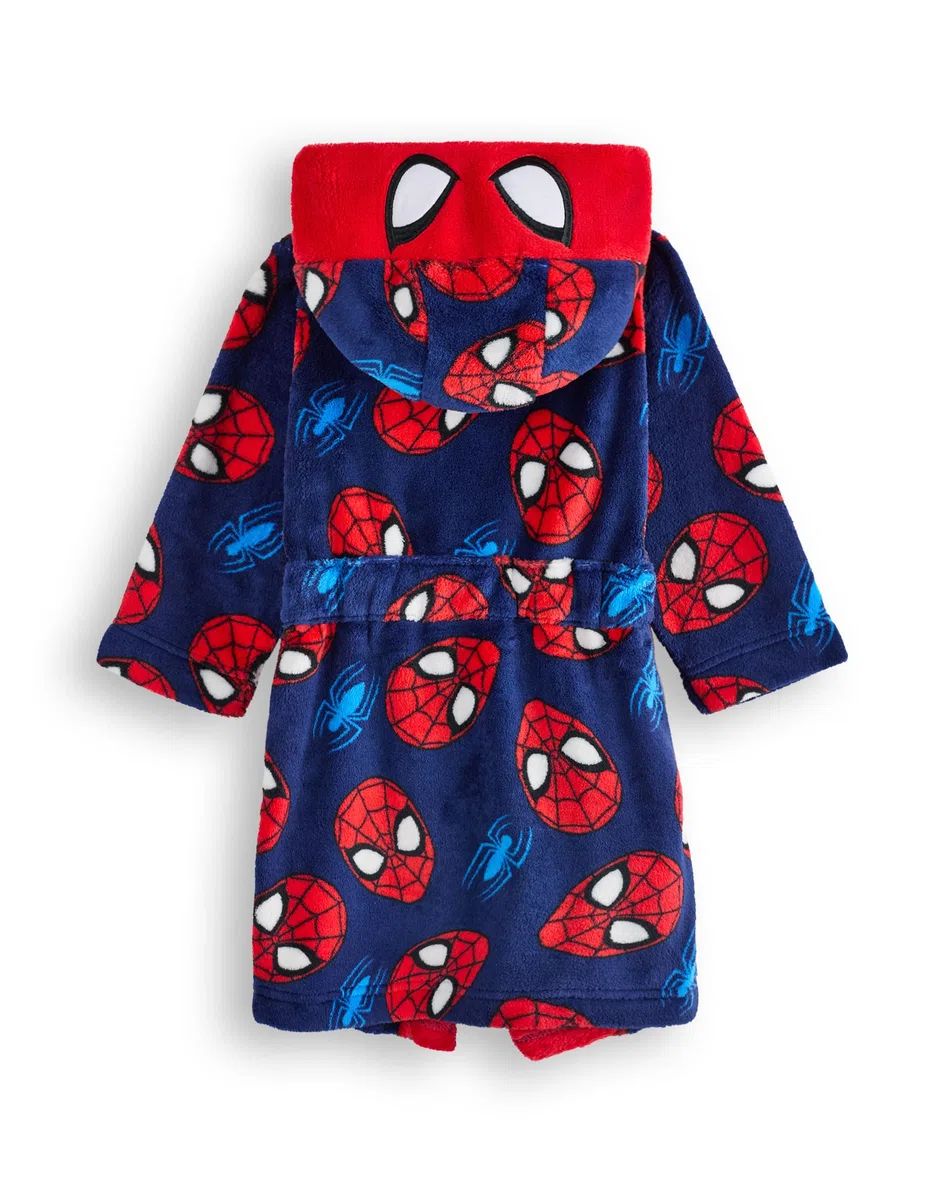 Marvel Albornoz de Spider-Man para niños, pijama de superhéroe azul y rojo, bata de cómics, regalo