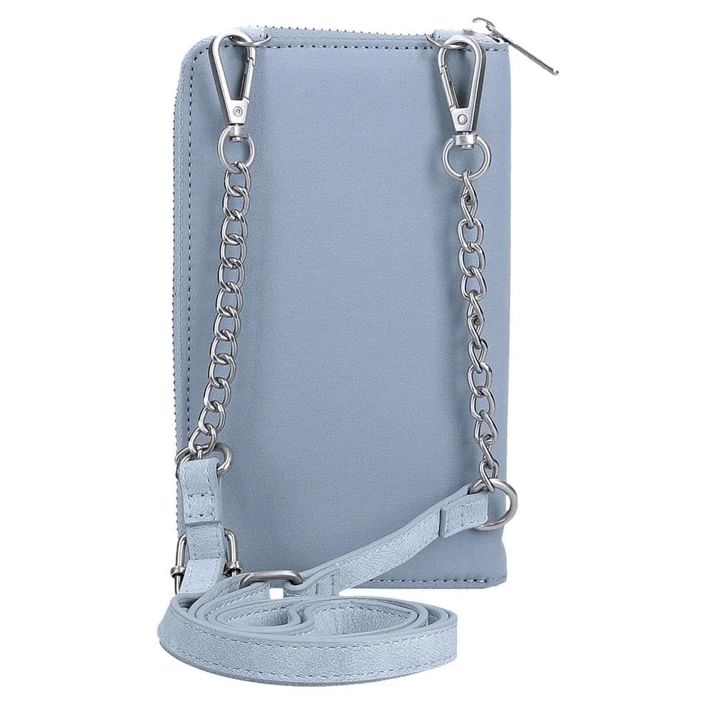 Pepe Jeans Jana Bandolera Portamóvil Azul 11x20x4 cms Poliéster con Detalles en Piel Sintética by Joumma Bags