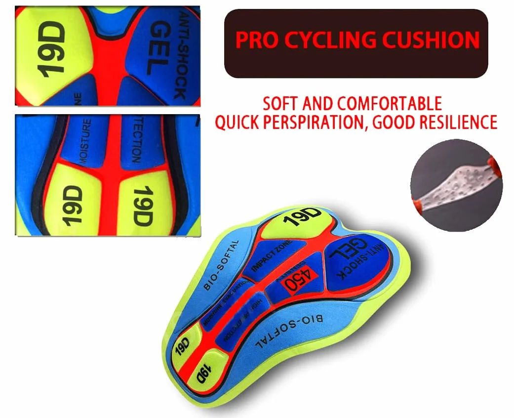 Conjunto de maillot de ciclismo para hombre, manga corta, pantalón corto acolchado de gel 19D, ropa de ciclismo para bicicleta de montaña