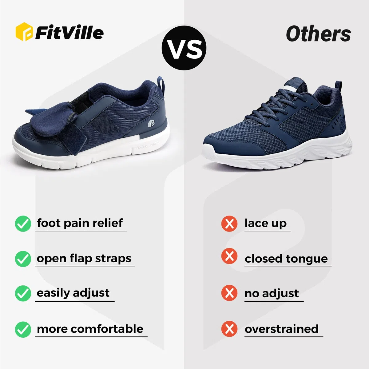 FitVille Zapatos Anchos Hombre Cómodas Zapatillas Casuales Ajustables para Caminar para Pies Sensibles