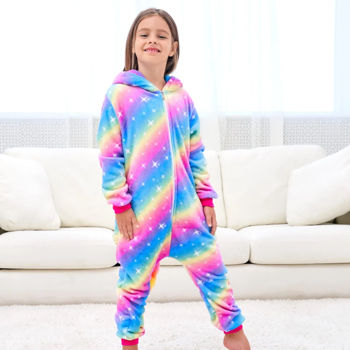 Pijama de Unicornio Suave Onesie Pijamas de Una Pieza para Niñas