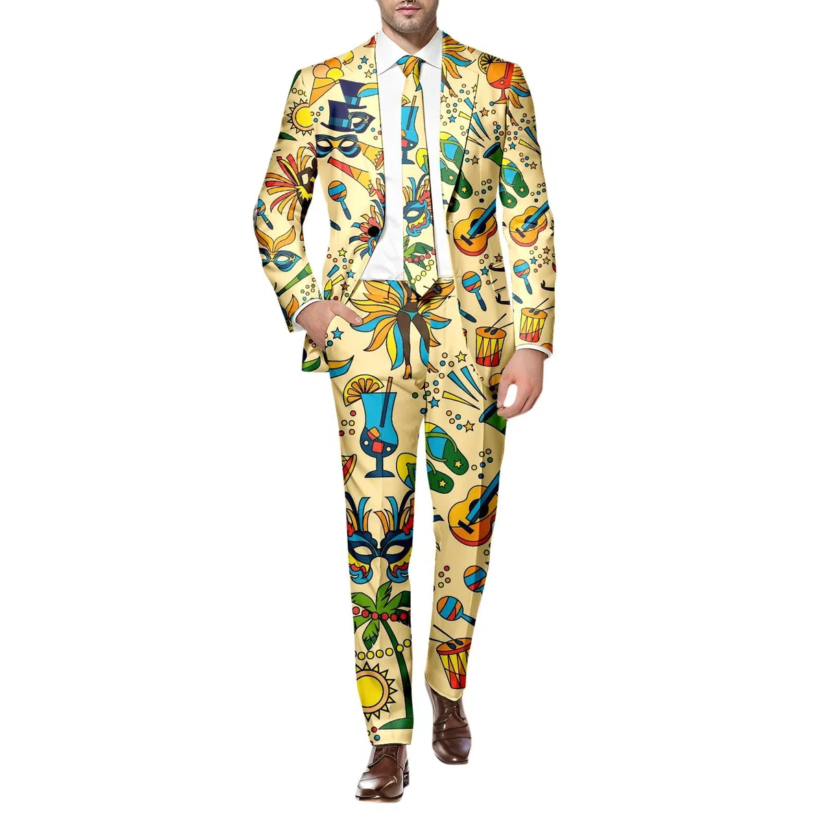 Disfraces de carnaval para hombre, chaqueta de 2 piezas para bodas, carnaval impresos, juego de blazer, traje de negocios, fiesta, carnaval, disfraz, traje de hombre, pantalones deportivos,