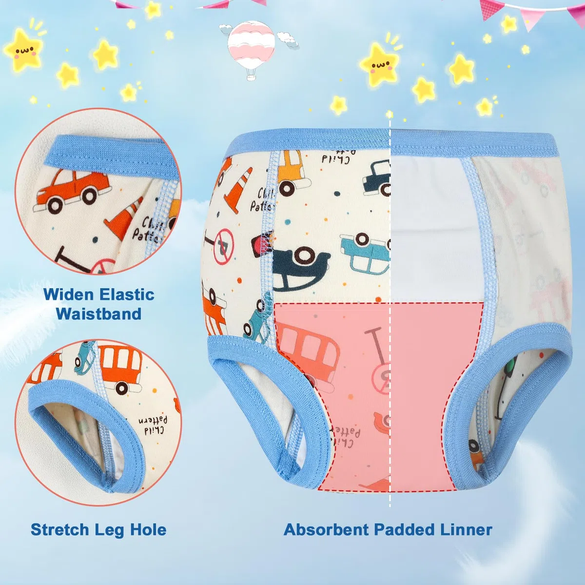 FLYISH DIRECT Calzones de Entrenamiento niño de Algodón Pañal de Aprendizaje Bragas de Aprendizaje 2-6 años