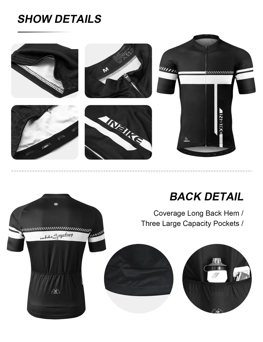 INBIKE Ropa de Ciclismo Hombre con Gel 3D Acogido Maillot + Culote Velo Hombre Transpirable y Antitranspirante Detalles Reflectantes C319