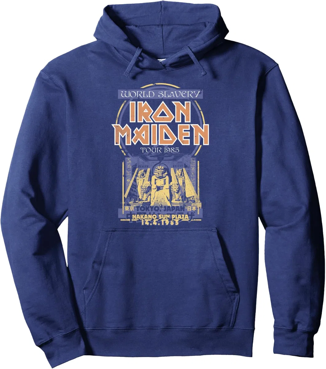 Iron Maiden World Slavery Japanese Flyer Navy Sudadera con Capucha