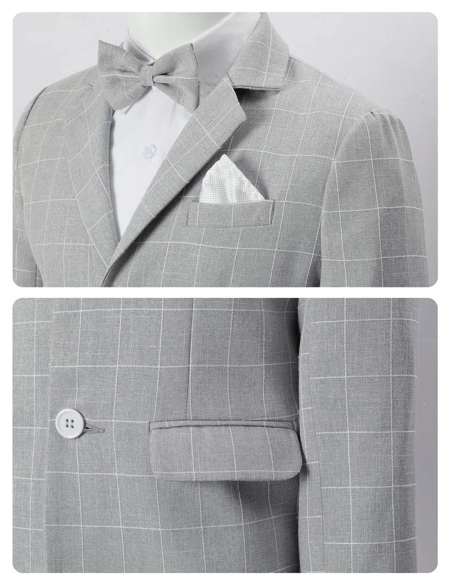 mintgreen Niños Traje Blazer Boda Ropa Tuexdo Establece 2PCS Blazer + Pantalón + Pajarita 5-12 Años