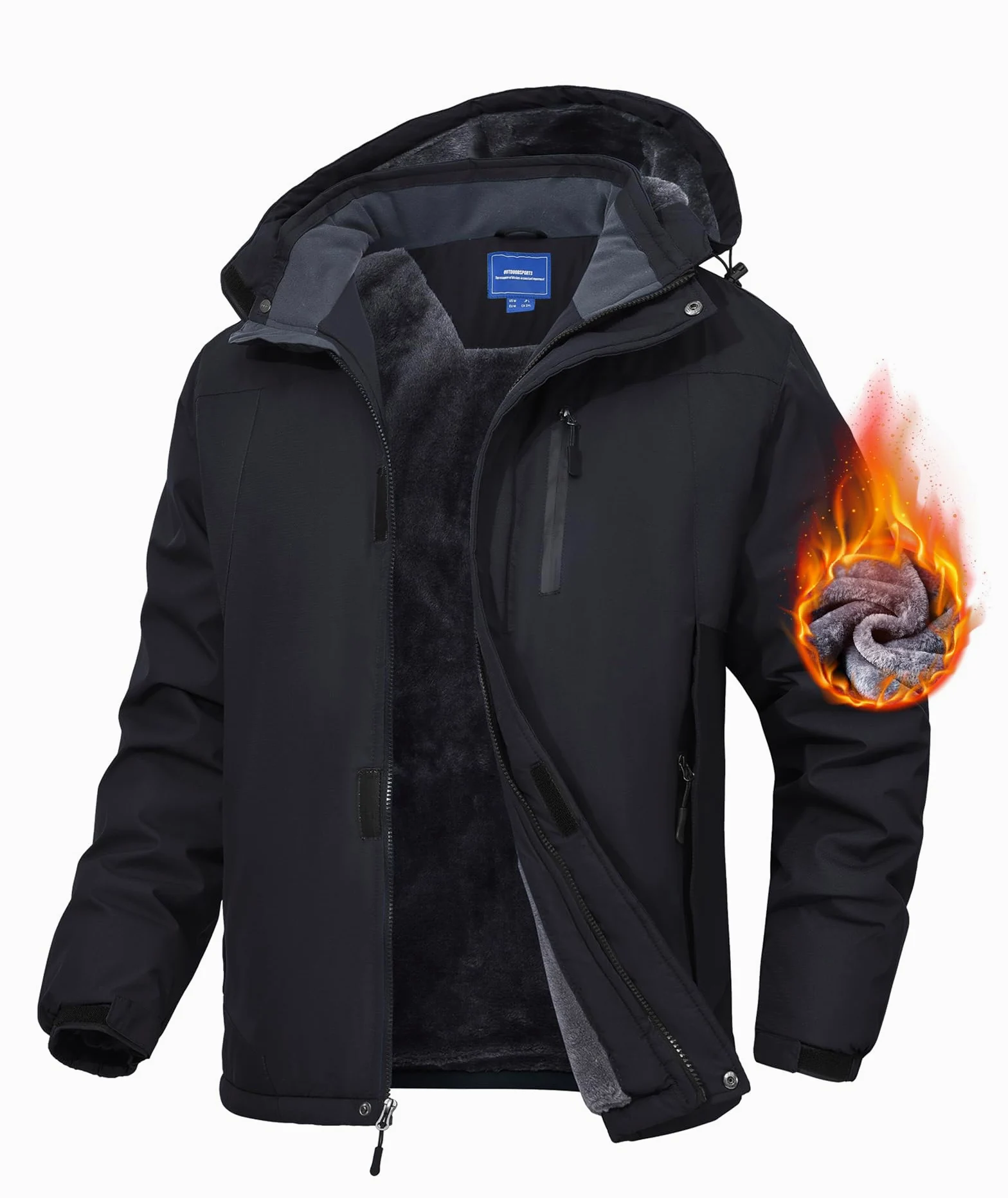 Zoofly Chaqueta de esquí de montaña para hombre impermeable forro polar abrigo de nieve cálido invierno resistente al viento con capucha