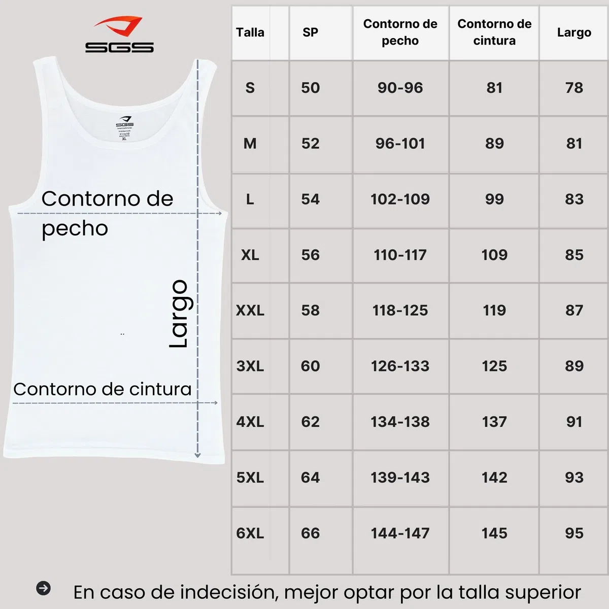 SGS Pack de 5 Elegantes Camisetas de Tirantes y Chalecos para Hombre Extra Largo +12 cm - Camiseta Tirantes Hombre, Camiseta Sin Mangas para Hombres