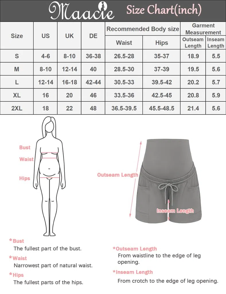 Maacie Pantalones cortos de embarazo con cordón para entrenamiento