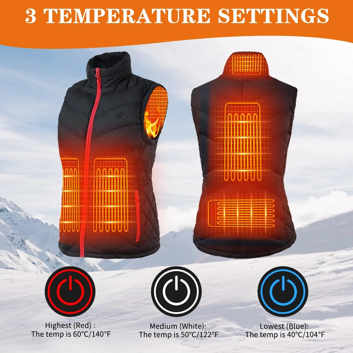 Chaleco calefactable para mujer con paquete de batería, eléctrico ligero, recargable por USB con bolsillos, cálido para invierno, ajustado (XL)