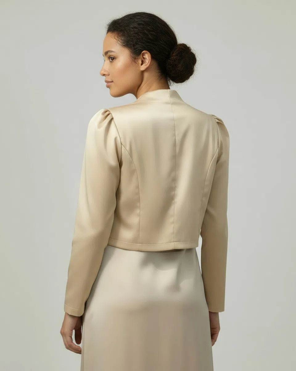 Bolerose Formal Satén Manga Larga Bolero Chaqueta