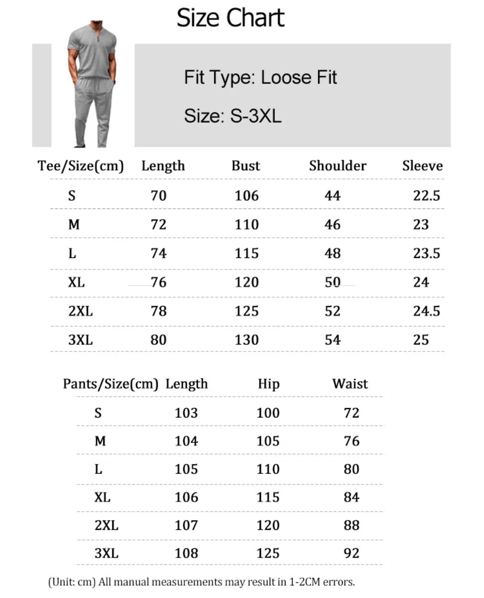 Chándal Deportivo para Hombre Camiseta de Manga Corta con Cremallera y Pantalones Largos Conjunto Deportivo Hombre Verano