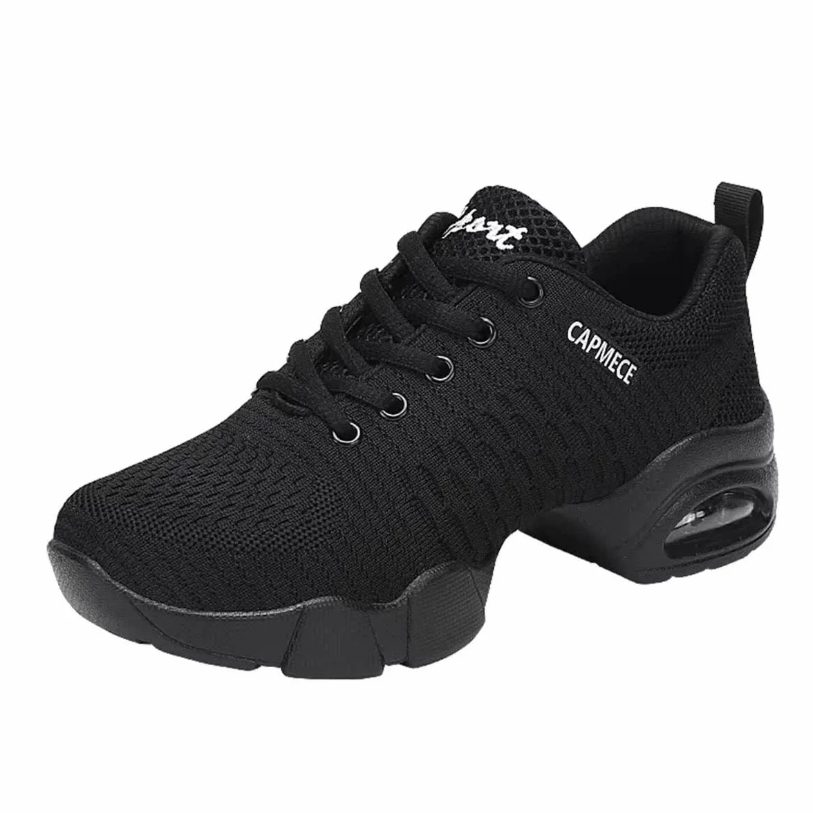 Zapatos de jazz para mujer, con cordones, de malla transpirable, con amortiguación de aire, suela dividida, plataforma