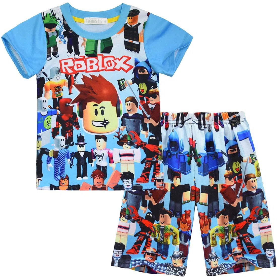 Roblox - Pijama de manga corta para niños, conjunto de ropa de dormir para niñas, juego de ropa de dormir de personajes de juegos en 3D, 2 piezas