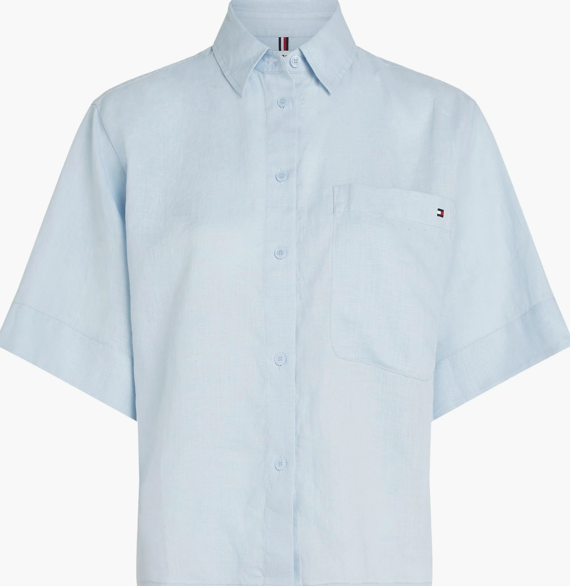 Tommy Hilfiger Camisa Mujer Linen Relaxed de Manga Corta