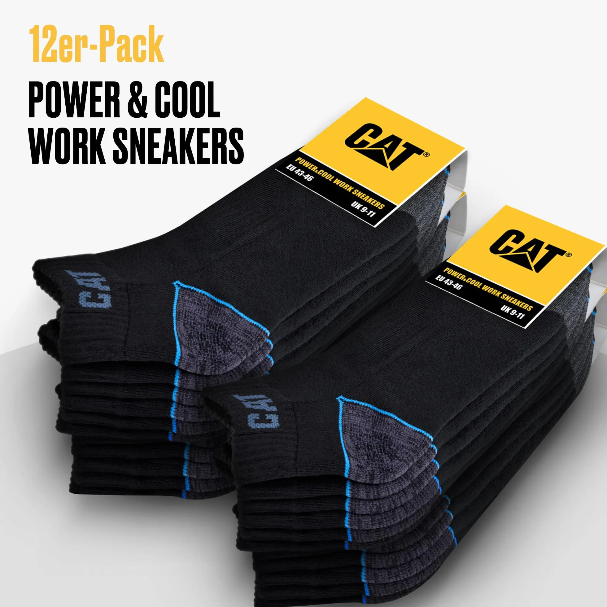 CAT CATERPILLAR POWER & COOL WORK SNEAKERS - Calcetines de trabajo (12 pares, tallas 39-42, 43-46, 47-50)