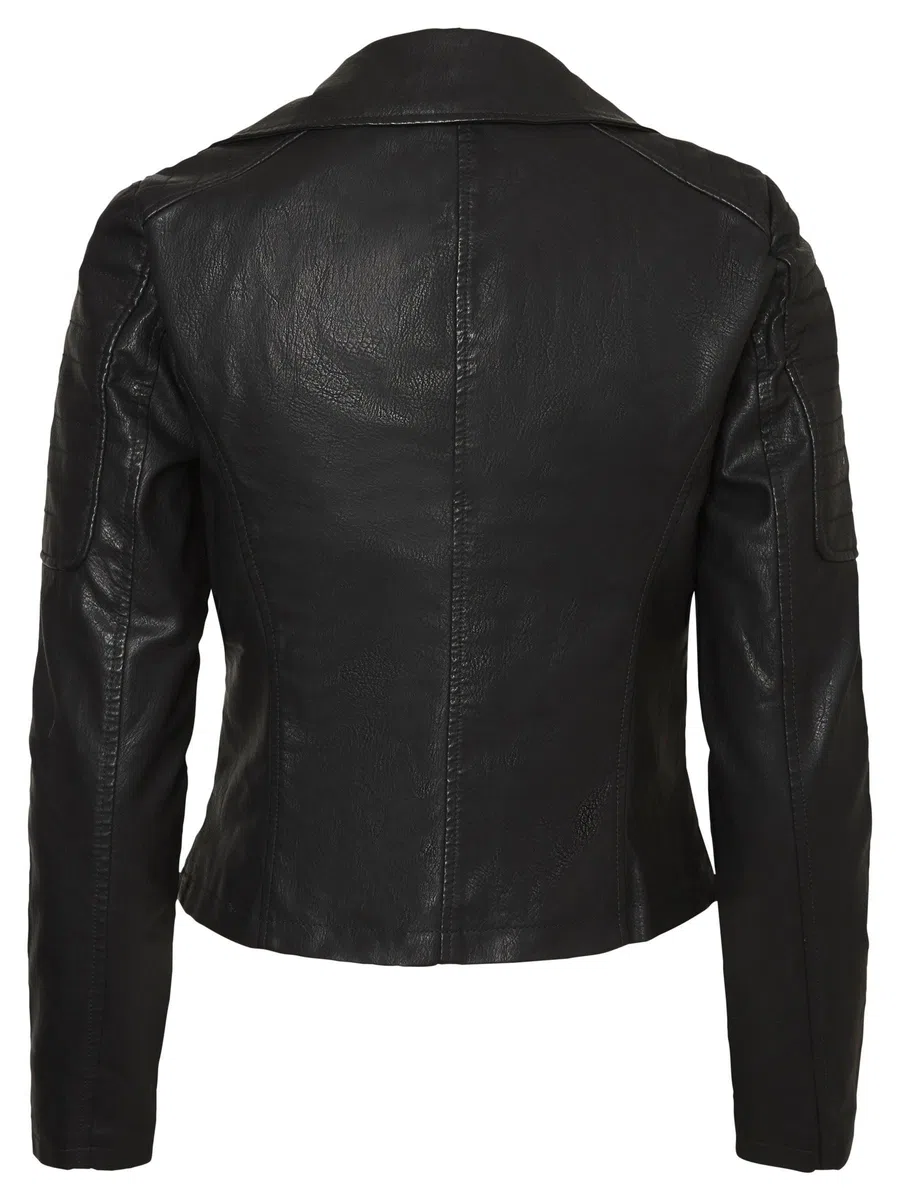 NOISY MAY Chaqueta de Cuero sintético para Mujer Chaqueta de Motociclista Chaqueta de transición Manga Larga Shacket Recubierto de PU NMREBEL