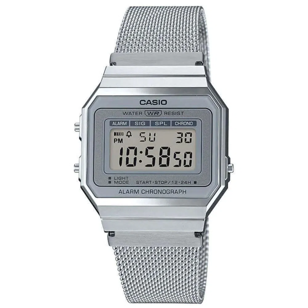 Casio Reloj Mujer de Digital con Correa en Acero Inoxidable A700WEM-7AEF
