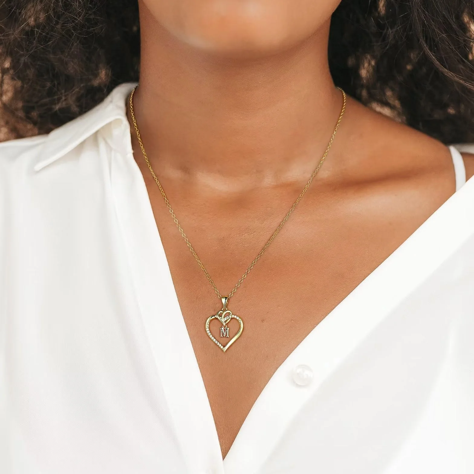 TINGN Collar Regalos para Mujer Niña, Chapado en Oro de 14 Quilates/Chapado en Oro Blanco Collar Inicial Mujer Circonitas Colgante de Corazón Cadena Aniversario de Mujer Regalos Joyas de Mujer Niña