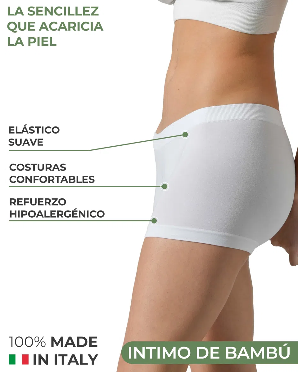 Risalti Boxer Mujer Bambu 3Pz - Culotte Mujer, Bragas Mujer, Boxer Bambu Sin Costuras, Ropa Mujer, Más Suave Que Bragas Mujer Algodon, Braguitas Mujer, Ropa Interior Mujer - Made In Italy