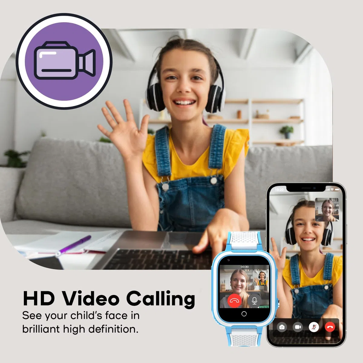 Reloj Inteligente Niño 4G, Smartwatch Niños con Videollamada Chat GPS Localizador y Llamadas SOS, Juego Cámara Despertador Impermeable Modo Clase,Regalos para Niñas Niños Azul