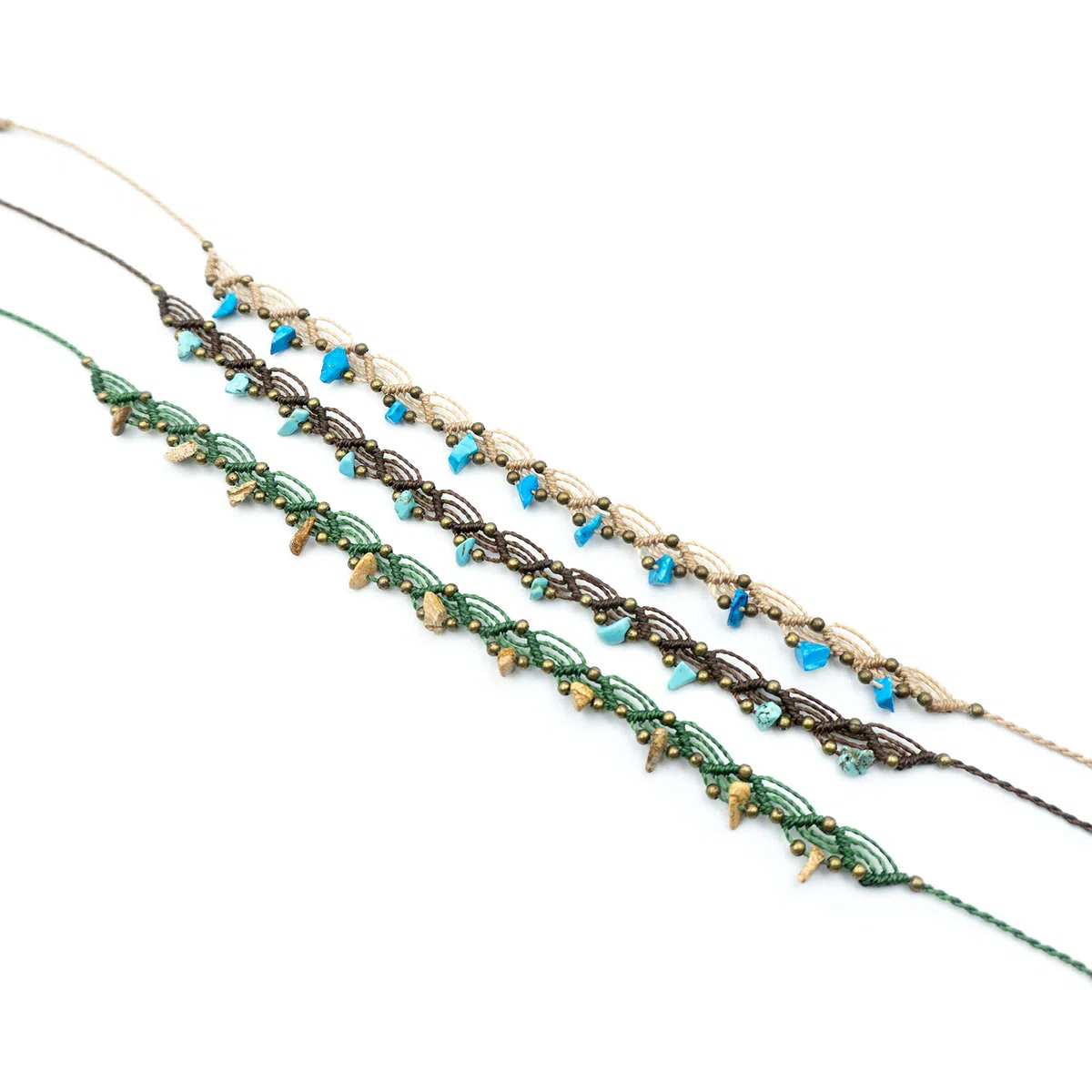 Tobillera boho bohemia de macrame artesanal para playa