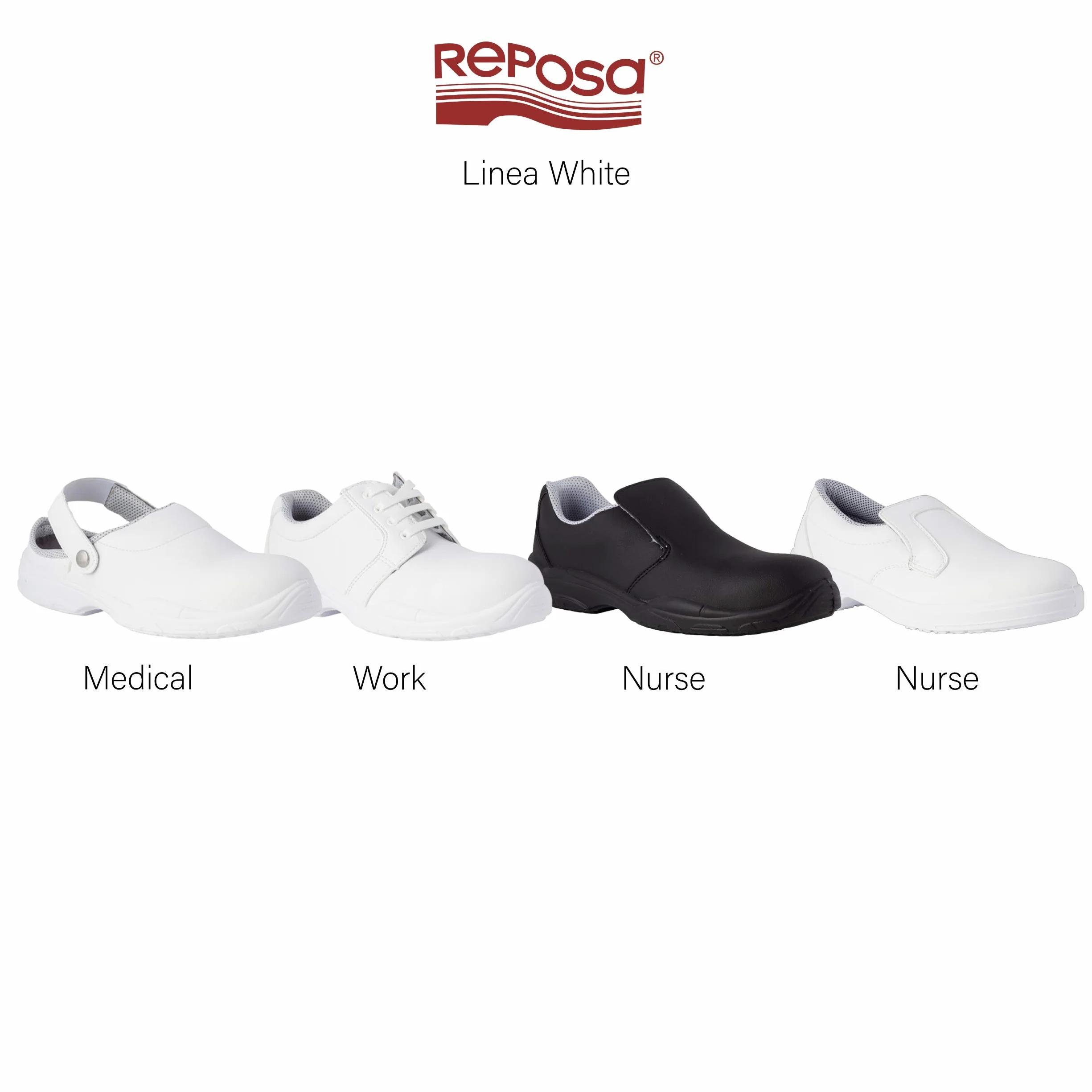 REPOSA Work Zapatos de Trabajo, Zapatos Cerrados con Cordones, sin Puntera, Parte Superior de Microfibra Transpirable, Sanitarios/O con Plantilla anatómica, Transpirables, Suela de PUUnisex Adulto