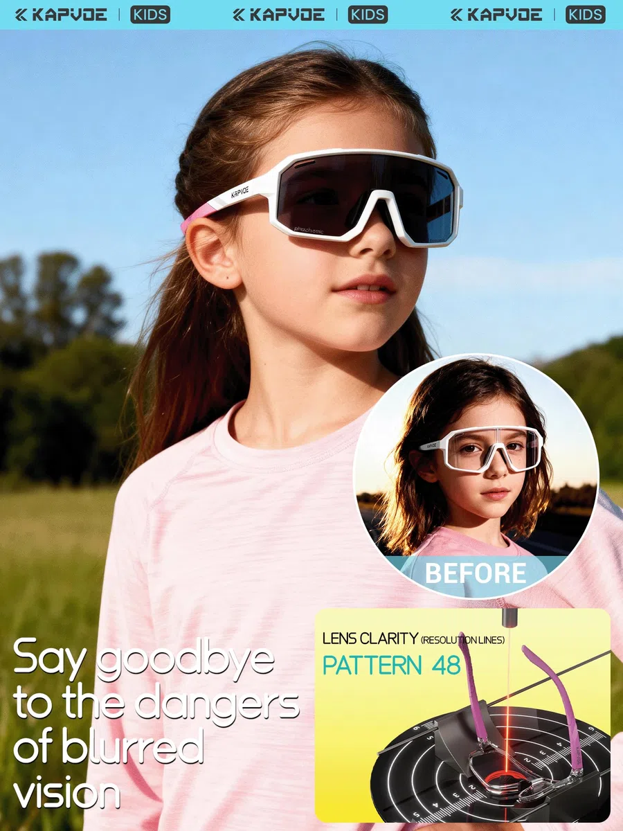 KAPVOE Gafas de sol Polarizadas para Niños Gafas de Ciclismo Juvenil Softball Béisbol Tenis Montura TR90 K9029