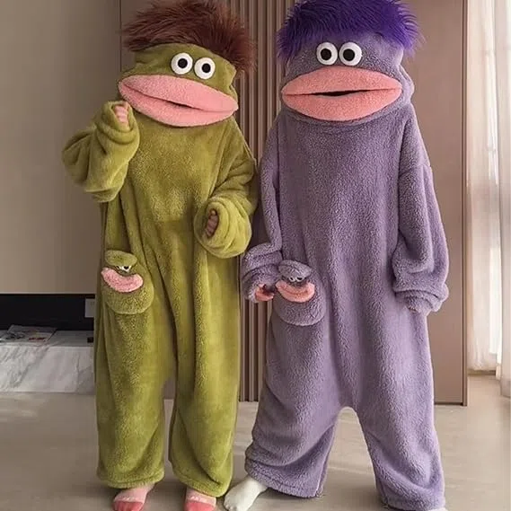 Mono de Monstruo Verde para Adultos, Sudadera con Capucha de Forro Polar, Pijama de Cuerpo Entero Acogedor con Bolsillos, Disfraz cálido Unisex para Halloween y Carnaval