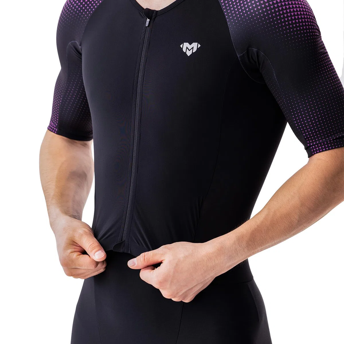 MY KILOMETRE Traje de Triatlón para Hombre Manga Corta – Trisuit Transpirable y de Secado Rápido con Bolsillo Trasero