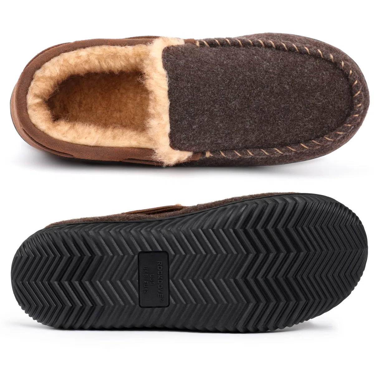 RockDove Hearthfire Zapatillas de espuma viscoelástica tipo mocasín para hombre