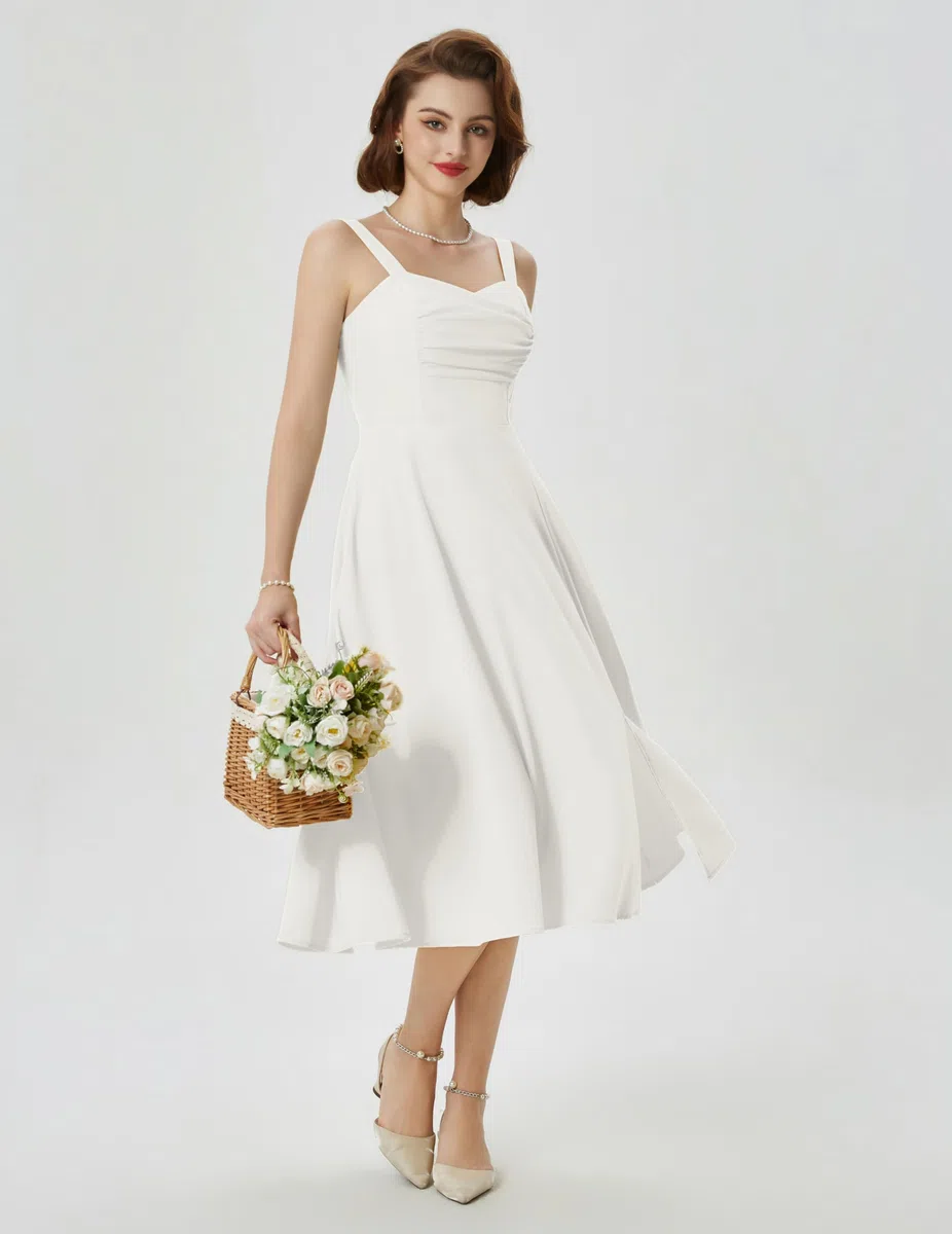 Belle Poque Vestido Vintage para Mujer, Vestido Floral Espagueti, Vestido de Verano con Aberturas, Vestido Informal con Bolsillos