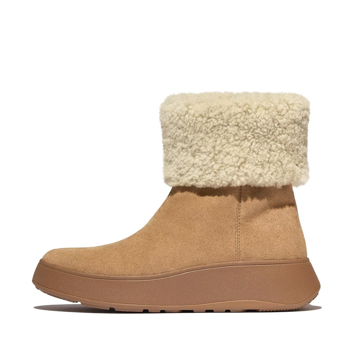 Fitflop F-Mode Shearling-Collar Zip-up Suede Ankle Boots, Botas Cortas al Tobillo Mujer