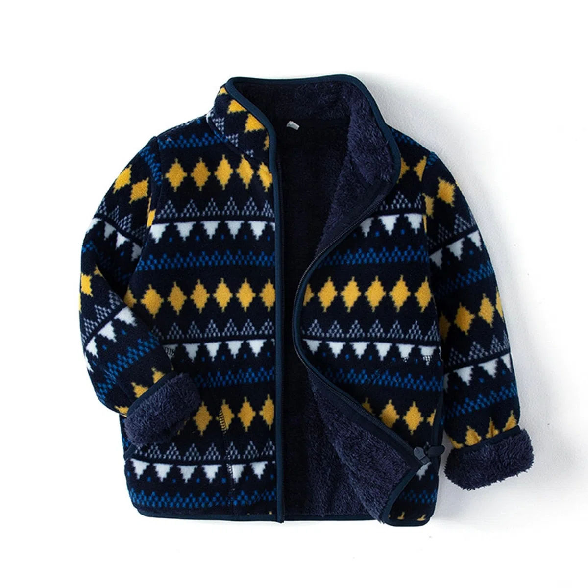 Generisch Chaqueta de forro polar para niños pequeños, con capucha, cremallera de manga larga, gruesa y cálida, chaqueta para niños