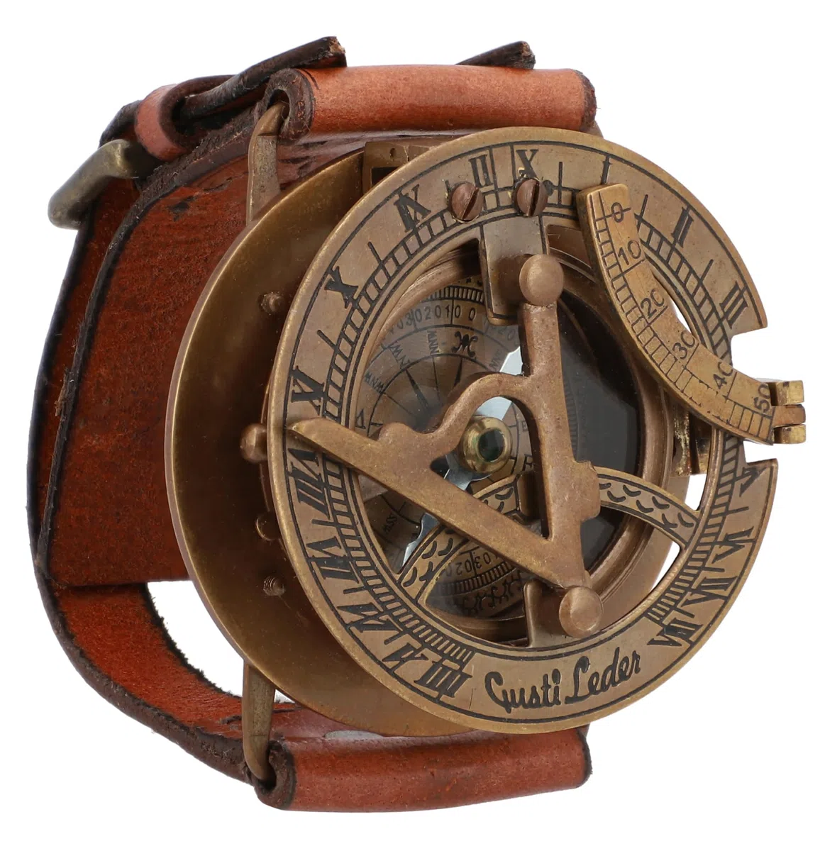 Medieval Replicas Reloj de Sol Brazalete Cuero Studio Dennis Steampunk Pulsera de Cuero de Búfalo Manilla Accesorio Moda Retro Unisex 2A22-24-10