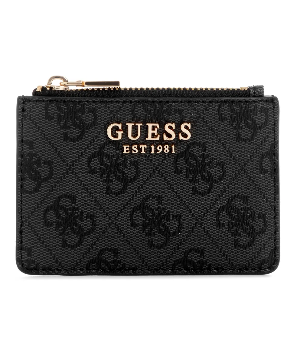 GUESS Tarjetero Laurel II SLG Card Case Coal Logo Gris Oscuro