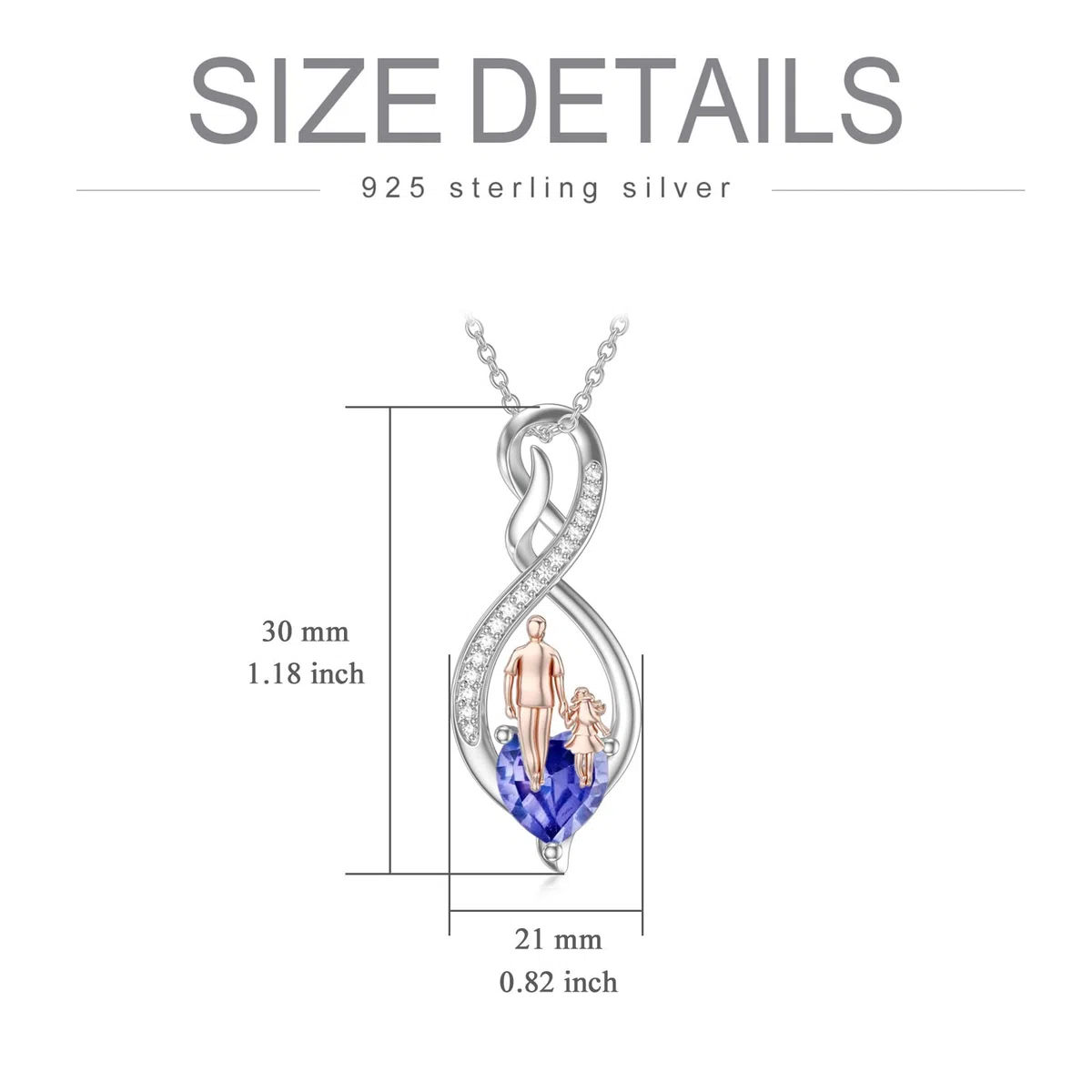 Collar para hija de Papá Mum de plata de ley para padre e hija, colgante de corazón infinito para hija, Plata esterlina