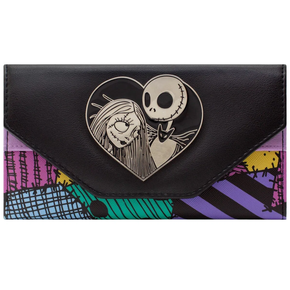 The Nightmare Before Christmas Monedero de Patchwork Jack Sally de la extraña Navidad de señor Jack Negro, Negro, Negro, One Size, Embrague, Negro, One Size, Embrague