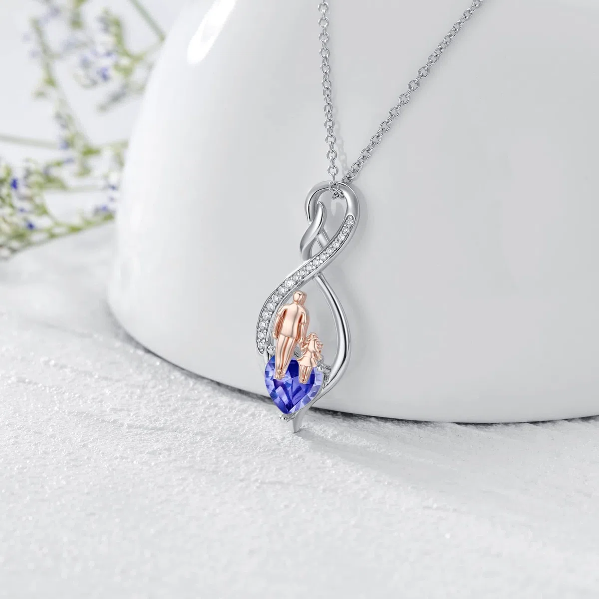 Collar para hija de Papá Mum de plata de ley para padre e hija, colgante de corazón infinito para hija, Plata esterlina