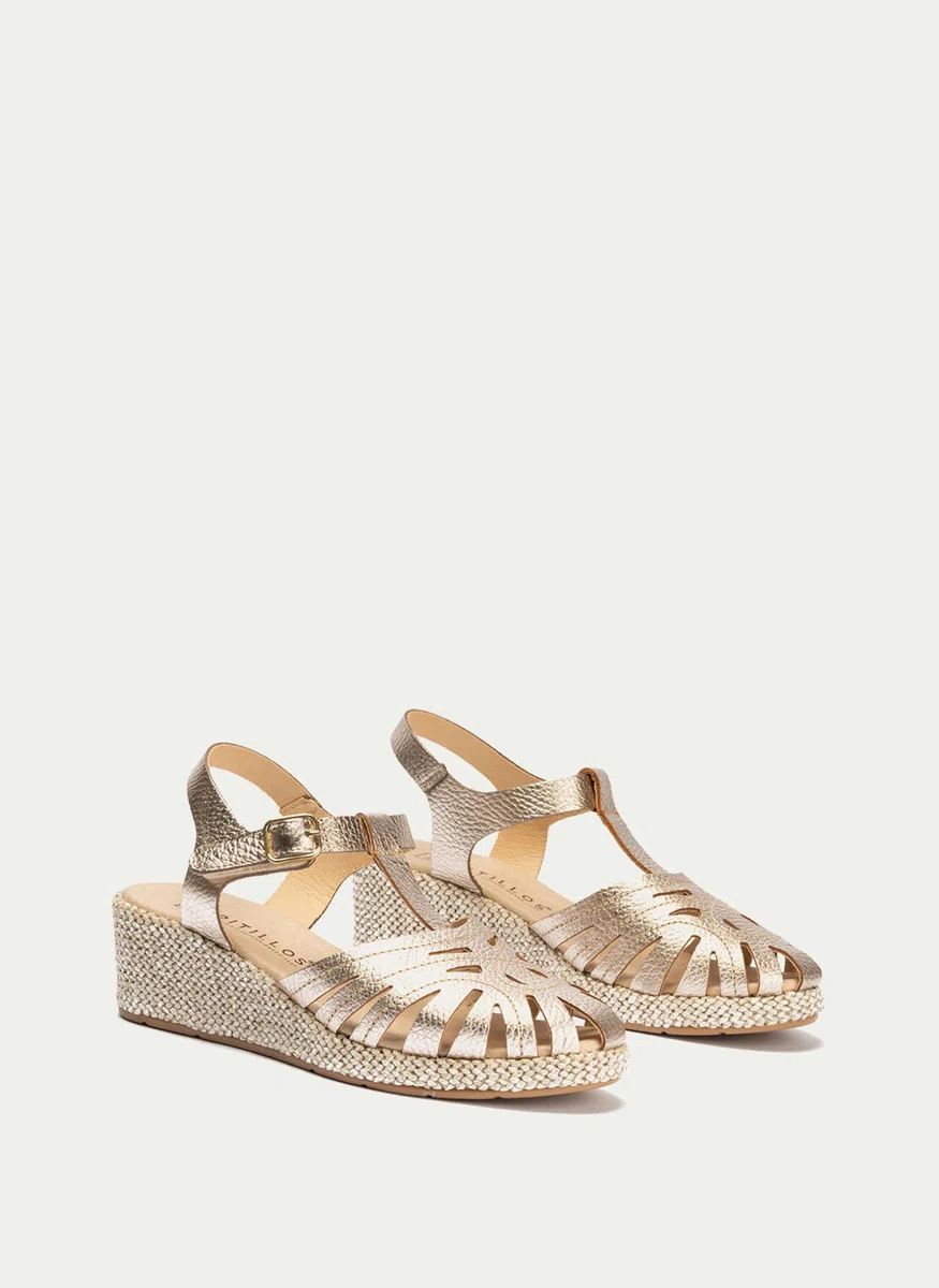 PITILLOS - Sandalias de pala,piel,cuña,plataforma imitación a esparto,alpargata,suela de goma,romana para: Mujer