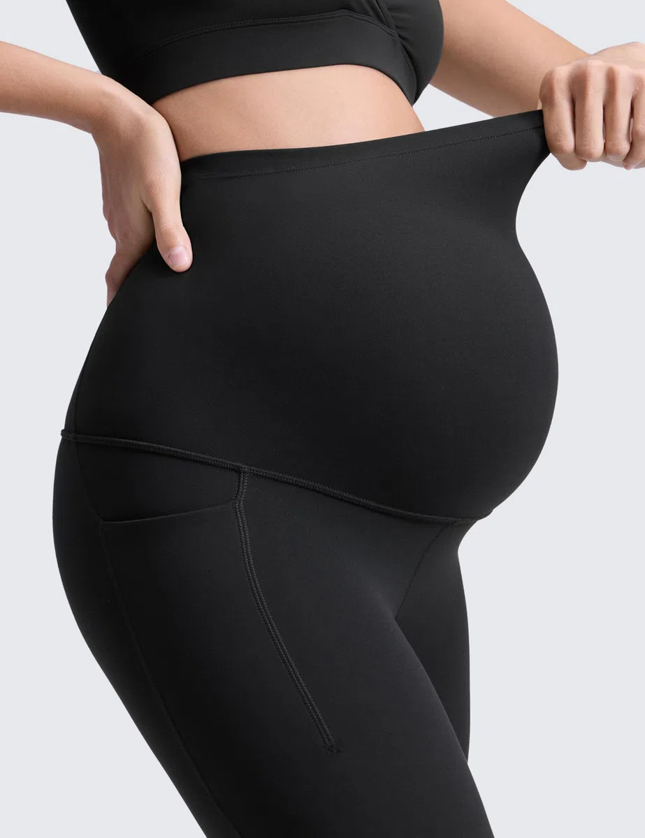 CRZ YOGA Mujeres Butterluxe Maternidad Leggings 63cm - Entrenamiento Yoga Embarazo Pantalones Bolsillos