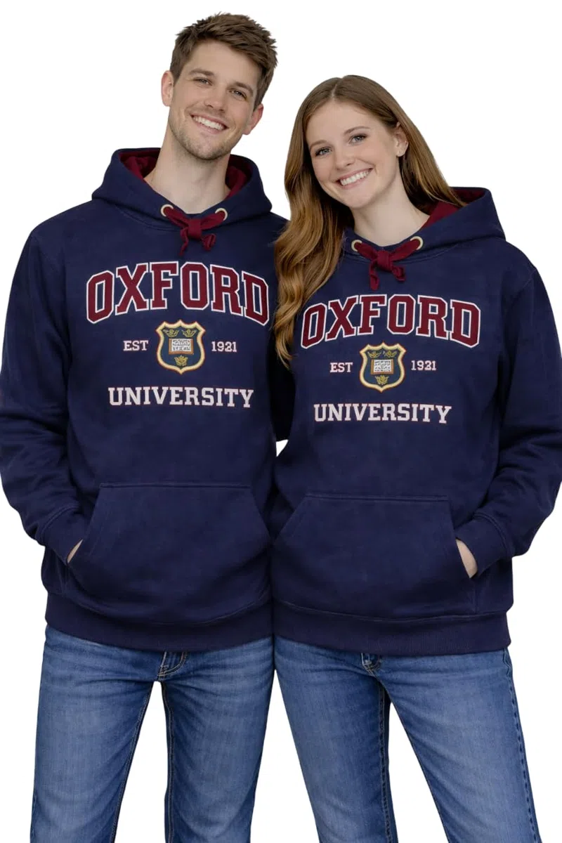 Oxford University OU129 Sudadera con capucha unisex con licencia azul marino