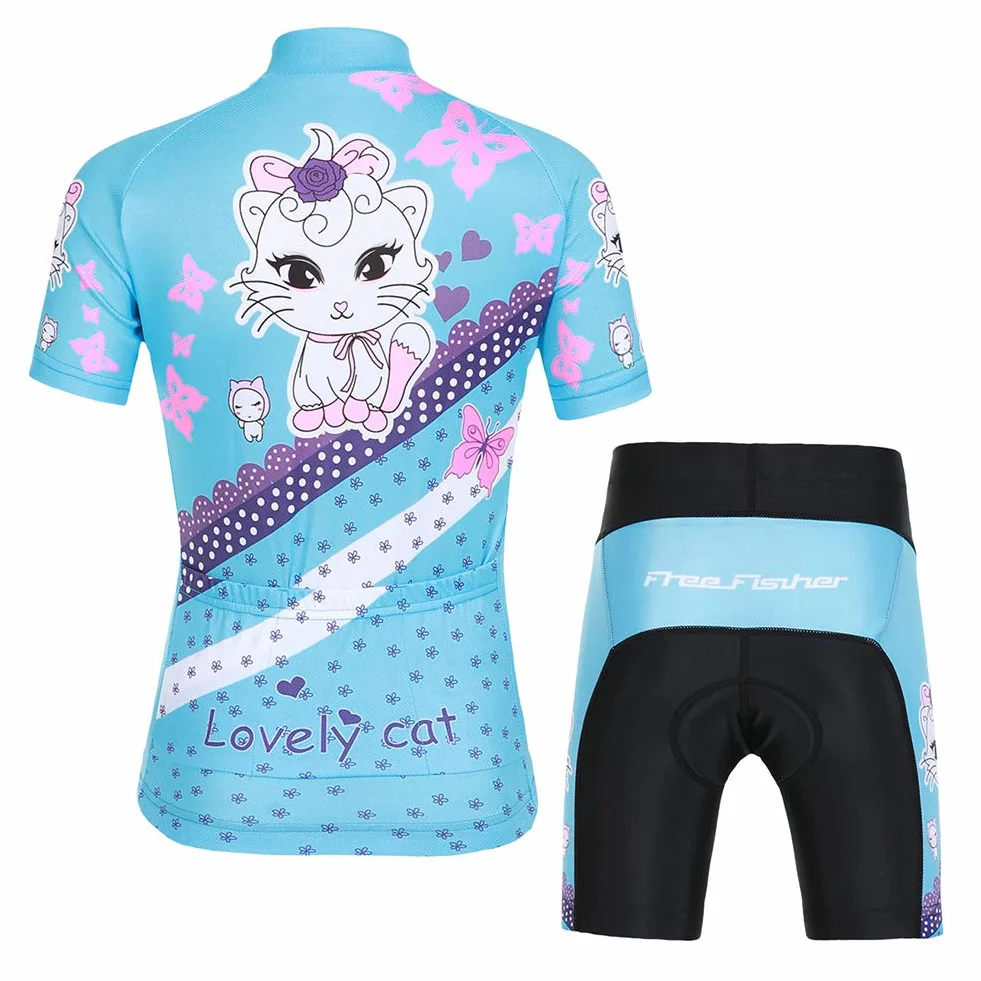 Traje Maillot Ciclismo Niño Conjunto Ciclismo Camiseta Manga Corta y Shorts de Dibujos Animados Respirable de Secado Rápido