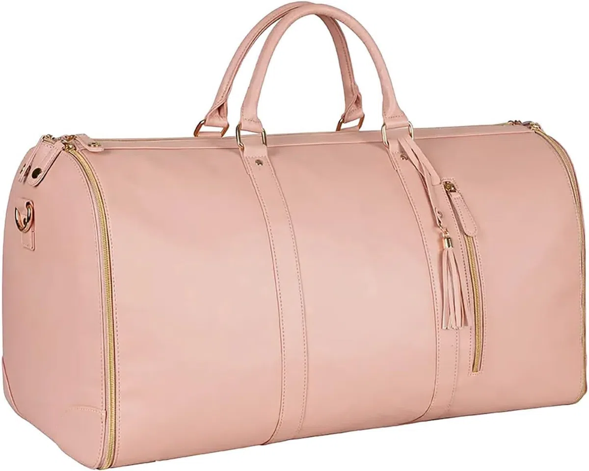 Garment Bag for Travel,Convertible Carry On Garment Bags for Women,Folding Suit Luggage,Bolsas Impermeables para Ropa,Bolsa Viaje Grande De Cuero De PU, con Bolsa para Zapatos, para Mujeres/Hombres