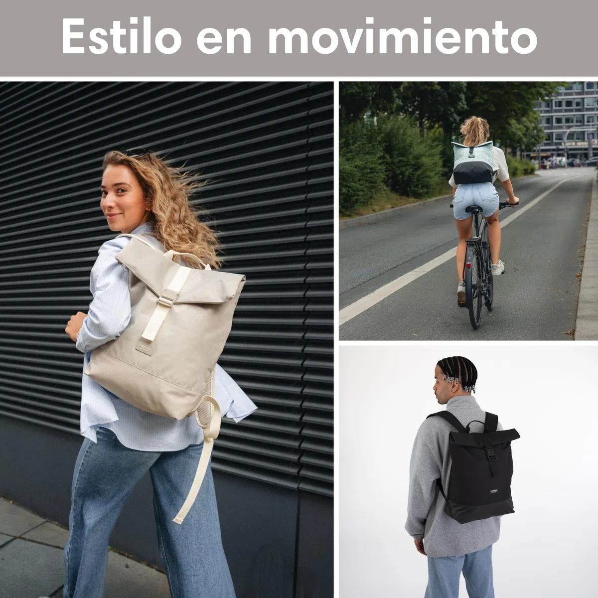 LARKSON Mochila Mujer y Hombre Verde - Tammo - Para Portátiles - Trabajo, Universidad y Viaje - Backpack Enrollable y Ligero - Repelente al Agua