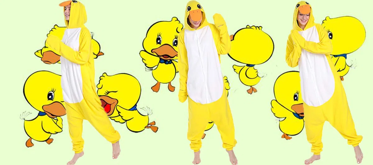 Unisex Amarillo Pato Onesie para Adulto Adolescentes Halloween Animal Cosplay Disfraces Pijama de una Pieza